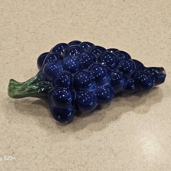 VINTAGE HANDPAINTED CERAMIC GRAPES MAJOLICA DECOR DISPLAY ART FRUIT VIETRI ITALY - Picture 2 of 8